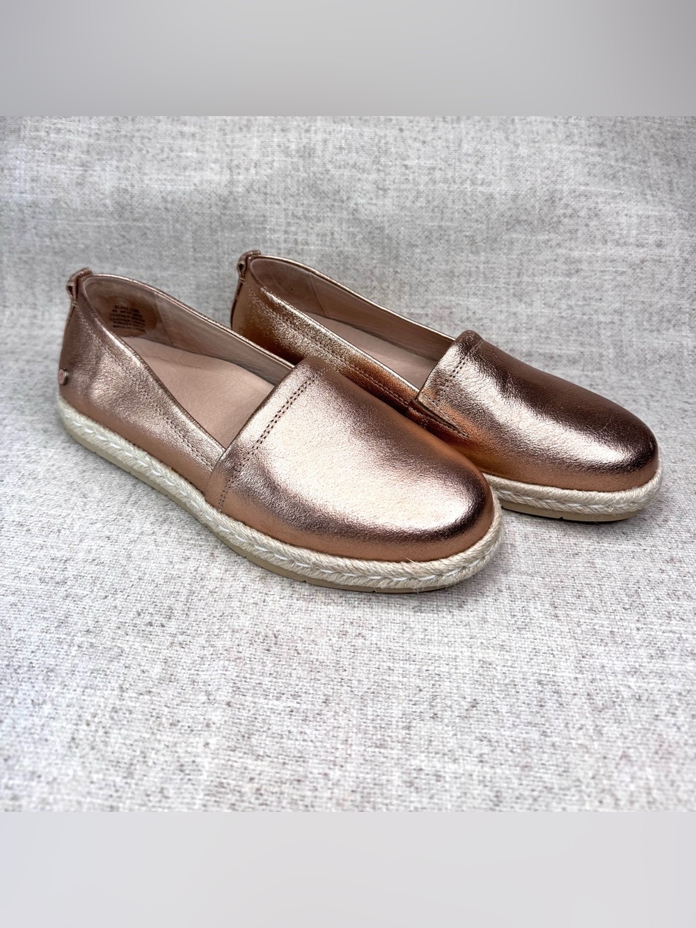ABEO Blake slip on espadrille shoes rose gold leather loafers fits like sz 9